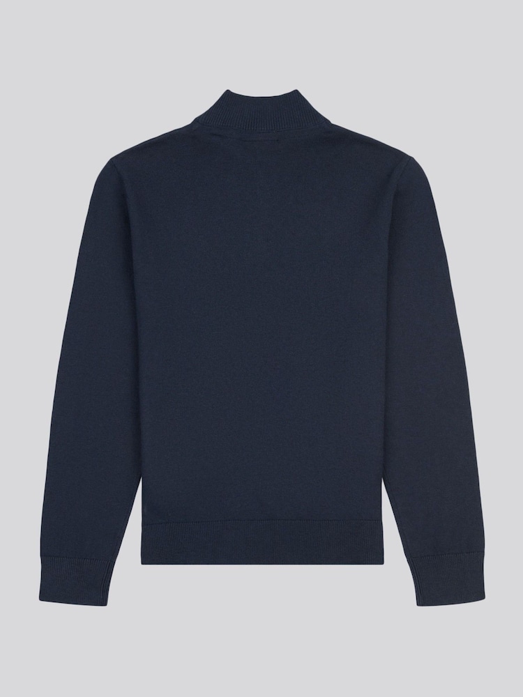 U.S. Polo Assn. Mid Blue Boys Knitted Quarter Zip Polo Shirt - Image 2 of 3