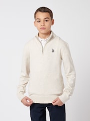 U.S. Polo Assn. Natural Boys Knitted Quarter Zip Polo Shirt - Image 1 of 8