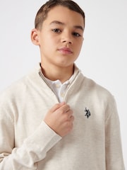 U.S. Polo Assn. Natural Boys Knitted Quarter Zip Polo Shirt - Image 2 of 8