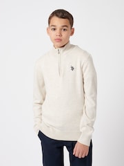 U.S. Polo Assn. Natural Boys Knitted Quarter Zip Polo Shirt - Image 5 of 8