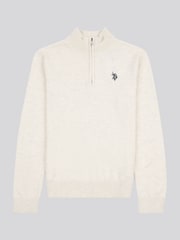 U.S. Polo Assn. Natural Boys Knitted Quarter Zip Polo Shirt - Image 6 of 8
