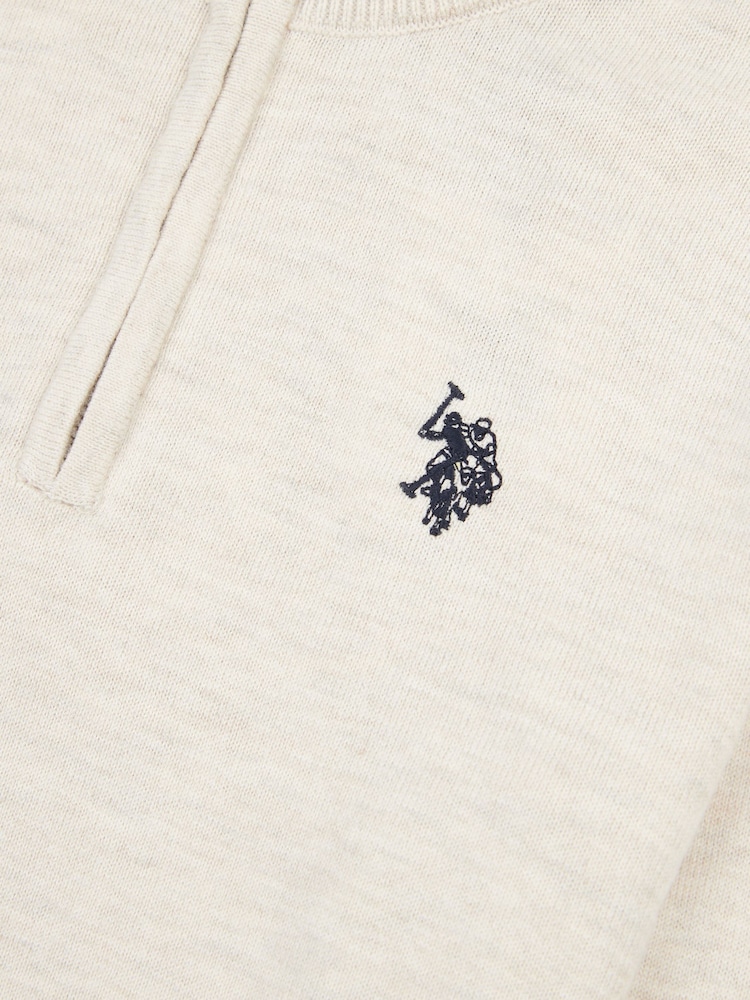 U.S. Polo Assn. Natural Boys Knitted Quarter Zip Polo Shirt - Image 8 of 8