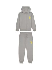 U.S. Polo Assn Grey U.S. Polo Assn. Boys 12cm Double Horsemen Zip Hoodie and Jogger Set - Image 1 of 5