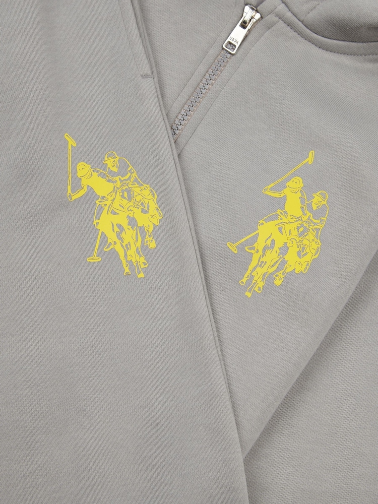 U.S. Polo Assn Grey U.S. Polo Assn. Boys 12cm Double Horsemen Zip Hoodie and Jogger Set - Image 4 of 5