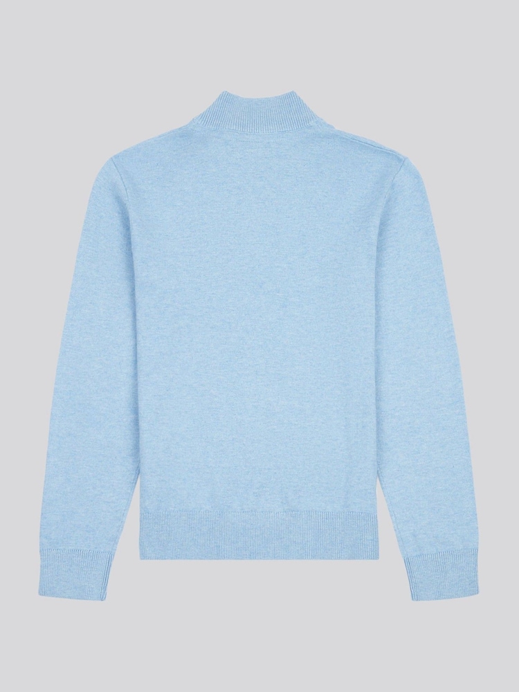U.S. Polo Assn. Blue Boys Knitted Quarter Zip Polo Shirt - Image 2 of 3 U.S. Polo Assn. Blue Boys Knitted Quarter Zip Polo Shirt - Image 2 of 3