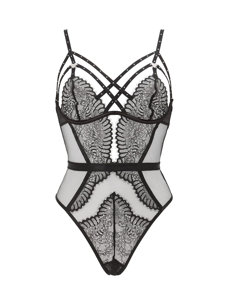 Ann Summers Black Lustful Diamante Lace & Mesh Crotchless Body - Image 5 of 5