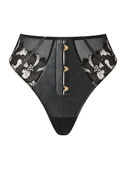 Ann Summers Dark Side Floral Embroidered And Faux Leather High Waisted Thong - Image 5 of 5