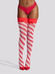 Ann Summers Red Christmas Candy Cane Bow Hold-Ups - Image 1 of 3
