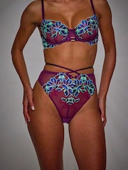 Ann Summers Purple Nocturnal Bloom Glow In The Dark High Waist Brazilian Knickers - Image 1 of 6