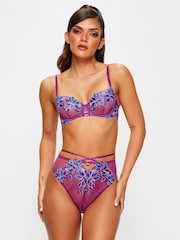 Ann Summers Purple Nocturnal Bloom Glow In The Dark High Waist Brazilian Knickers - Image 3 of 6