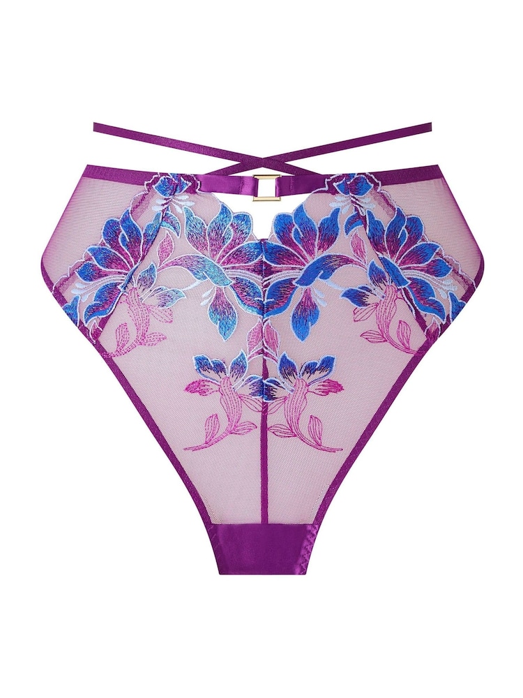 Ann Summers Purple Nocturnal Bloom Glow In The Dark High Waist Brazilian Knickers - Image 6 of 6