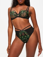 Ann Summers Green Extravagant Floral Embroidered Padded Plunge Bra - Image 2 of 5