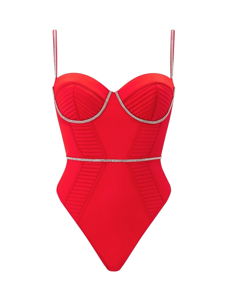 Ann Summers Red Incandesce Satin & Diamante Body - Image 5 of 5
