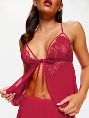 Ann Summers Red Enchanting Chiffon & Mesh Cami Set - Image 3 of 5
