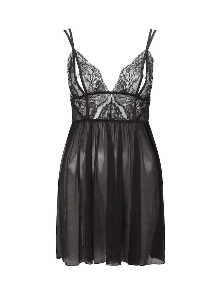 Ann Summers Black Diamond Heart Lace Chemise Nightie - Image 5 of 5