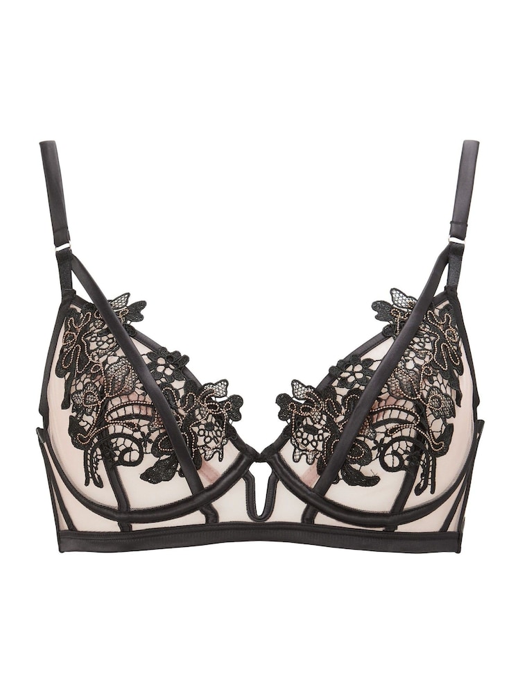 Ann Summers Black Enticement Guipure Non Pad Plunge Bra - Image 4 of 4