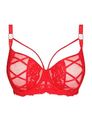 Ann Summers Red Sweet Surrender Lace & Mesh Non Pad DD+ Balcony Bra - Image 5 of 5