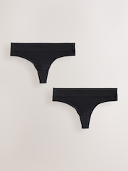 Black Thong Ultimate Comfort Knickers 2 Pack - Image 1 of 6