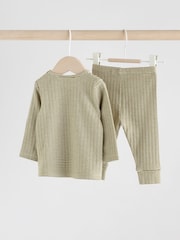 Green/White Striped Baby Top and Leggings Set (0mths-2yrs) - Image 2 of 16