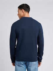 U.S. Polo Assn Blue Mens Milano Stitch Long Sleeve 100% Cotton Knit Polo Shirt - Image 2 of 7