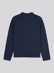 U.S. Polo Assn Blue Mens Milano Stitch Long Sleeve 100% Cotton Knit Polo Shirt - Image 6 of 7