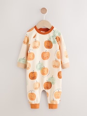 Orange and Neutral Baby Pumpkin Printed Romper (0mths-2yrs) - Image 1 of 9