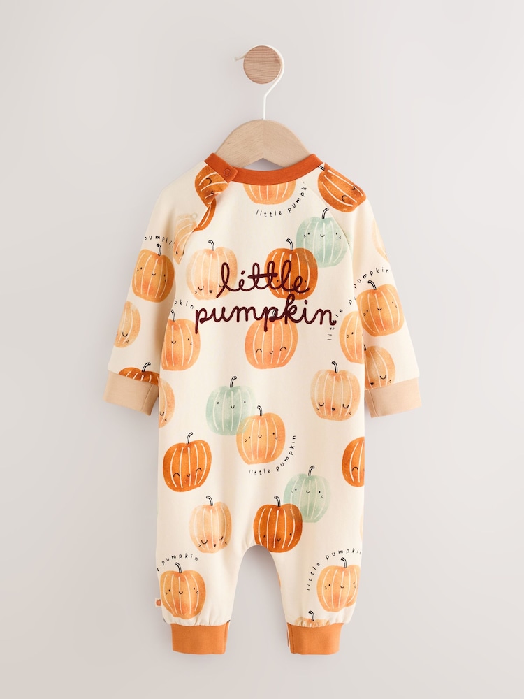 Orange and Neutral Baby Pumpkin Printed Romper (0mths-2yrs) - Image 2 of 9
