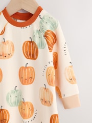 Orange and Neutral Baby Pumpkin Printed Romper (0mths-2yrs) - Image 3 of 9