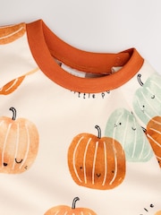 Orange and Neutral Baby Pumpkin Printed Romper (0mths-2yrs) - Image 4 of 9