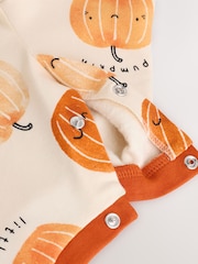 Orange and Neutral Baby Pumpkin Printed Romper (0mths-2yrs) - Image 5 of 9