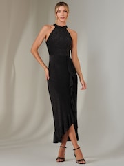 Jolie Moi Black Halter Neck Frill Jersey Maxi Dress - Image 6 of 6