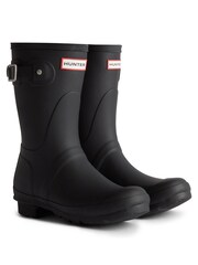 Hunter Original Short Tartan Lining Black Wellington - Image 3 of 4
