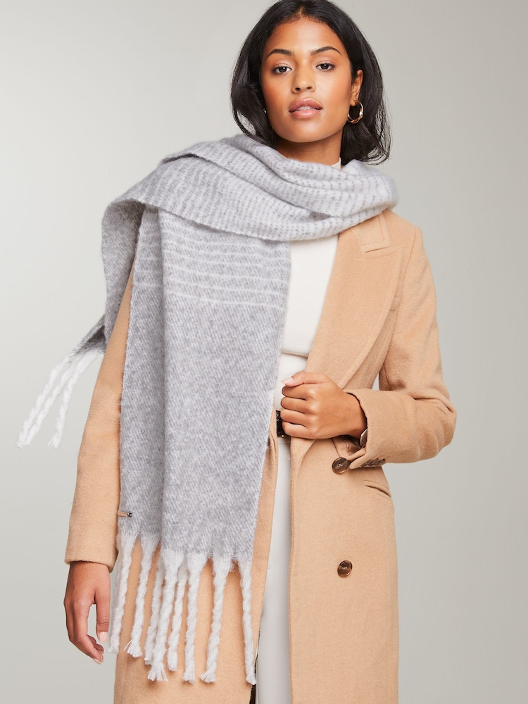 Lipsy Grey Ombre Oversized Super Soft Brushed Scarf - Image 3 of 4