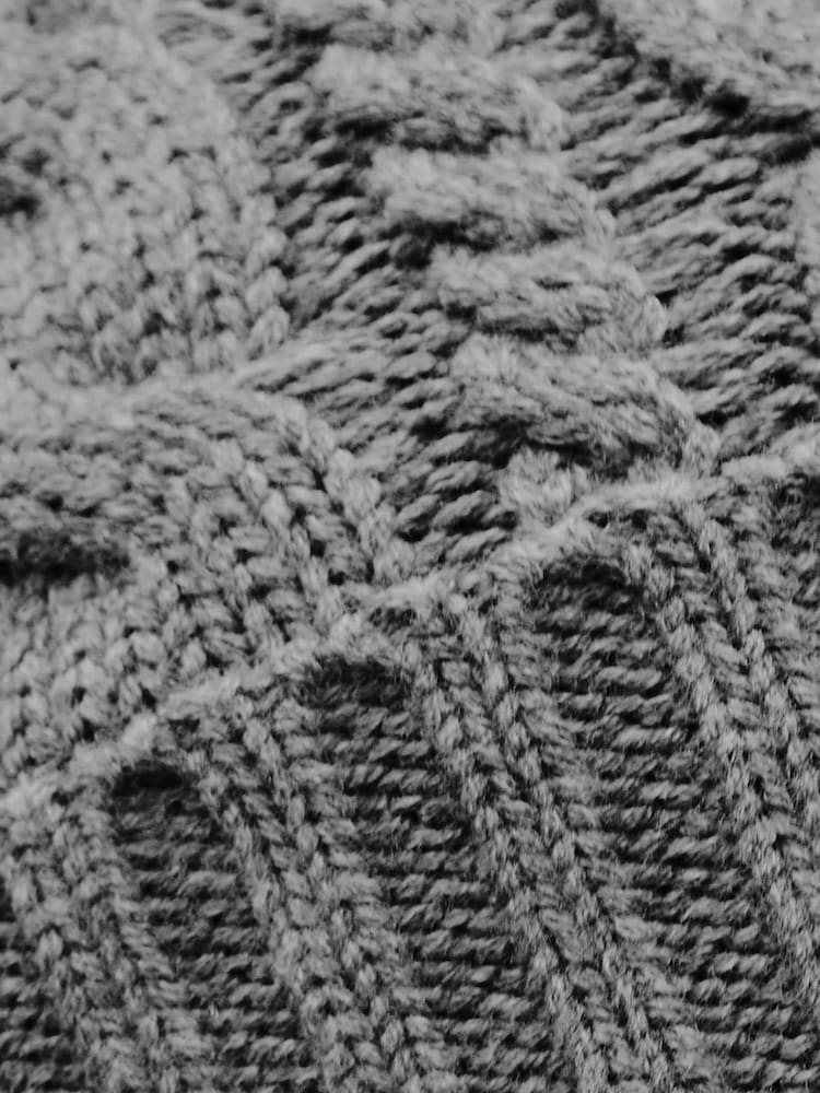 Lipsy Grey Cosy Cable Pom Beanie Hat With Wool - Image 3 of 3