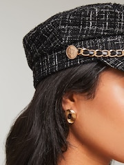 Lipsy Black Baker Boy Fashion Sequin Hat - Image 4 of 4