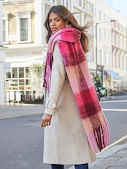 Lipsy Pink Check Oversized Super Soft Brushed Scarf - Image 3 of 4