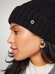 Lipsy Black Cosy Hatch Beanie Hat With Wool - Image 3 of 4