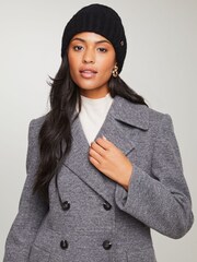Lipsy Black Cosy Hatch Beanie Hat With Wool - Image 4 of 4