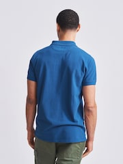 Aubin Blue Marcel Pique 100% Cotton Polo Shirt - Image 2 of 3