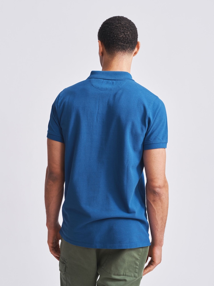 Aubin Blue Marcel Pique 100% Cotton Polo Shirt - Image 2 of 3