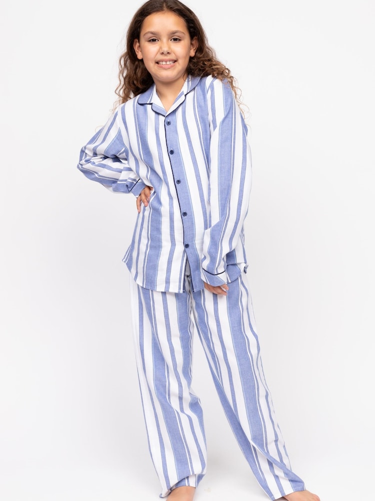 Cyberjammies Blue Minijammies Printed Long Sleeve 100% Cotton Pyjamas Set - Image 1 of 4