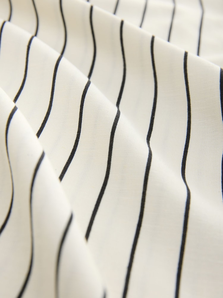 Black/White Stripe - Linen Blend Button Through Pyjamas - Image 10 of 10