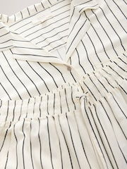 Black/White Stripe - Linen Blend Button Through Pyjamas - Image 9 of 10