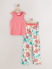 Pink Floral Rib Vest Pyjamas - Image 6 of 8