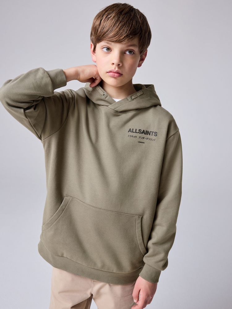 smALLSAINTS Khaki Green/Textured Oversized Underground Pullover Hoodie - Image 1 of 8