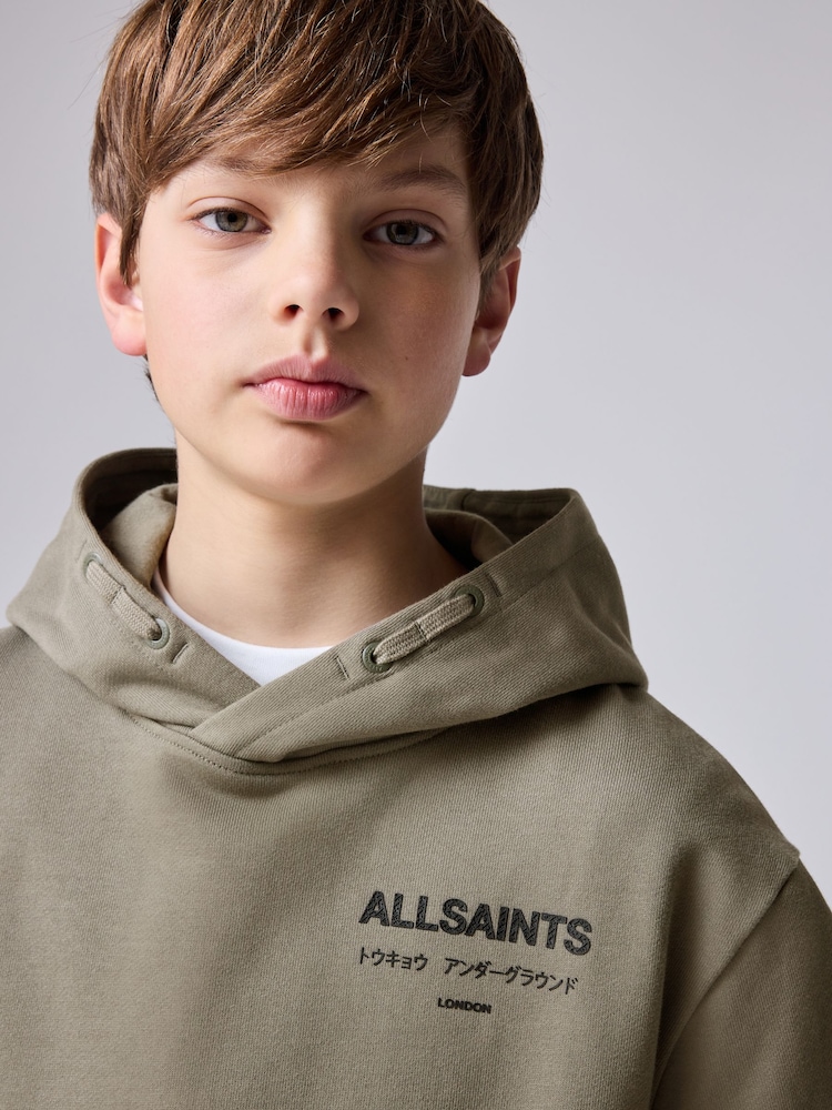 smALLSAINTS Khaki Green/Textured Oversized Underground Pullover Hoodie - Image 3 of 8