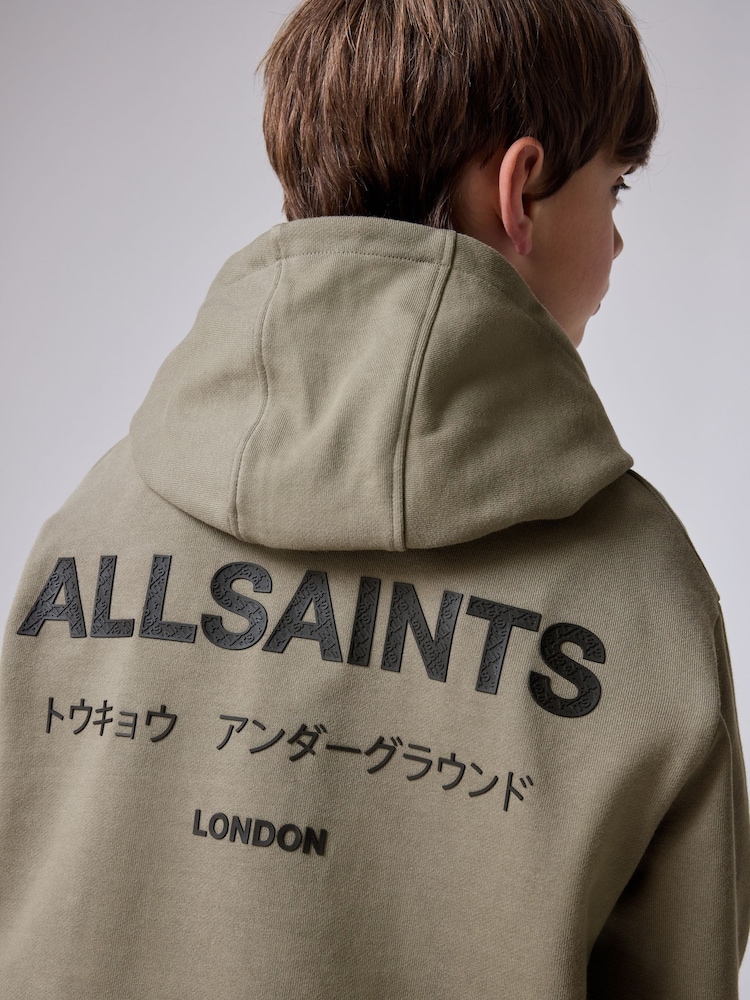 smALLSAINTS Khaki Green/Textured Oversized Underground Pullover Hoodie - Image 5 of 8