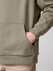 smALLSAINTS Khaki Green/Textured Oversized Underground Pullover Hoodie - Image 6 of 8