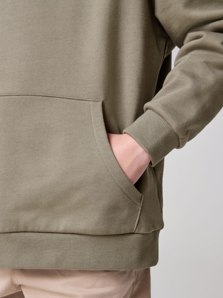 smALLSAINTS Khaki Green/Textured Oversized Underground Pullover Hoodie - Image 6 of 8