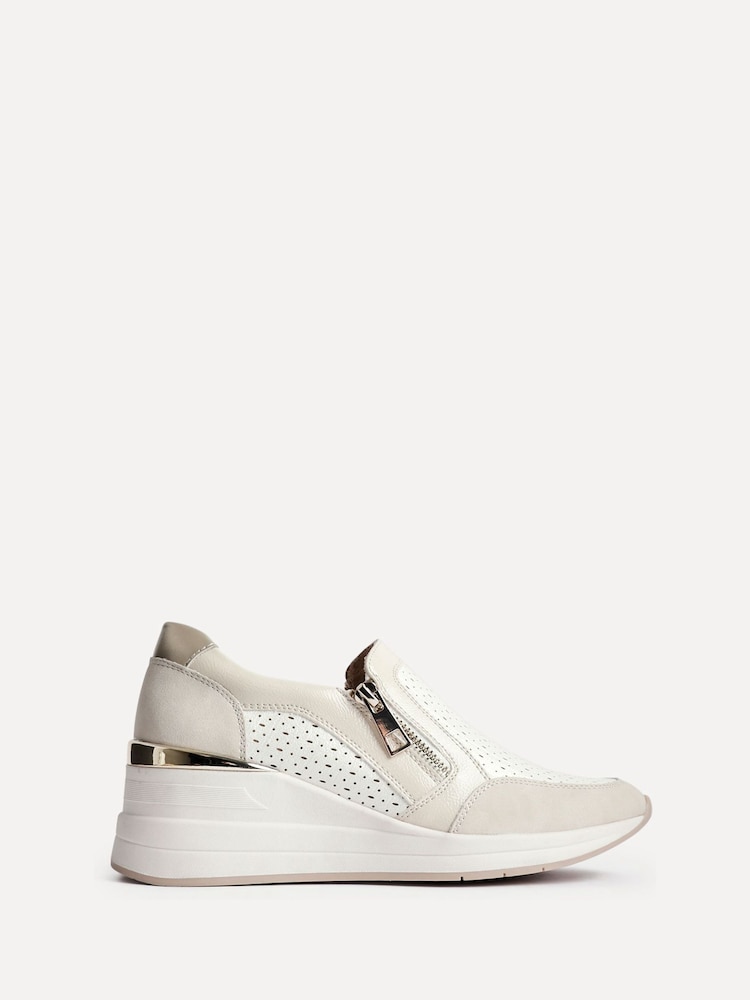Linzi Cream Madison Slip On Platform Trainer With Zipper Details - Image 2 of 5